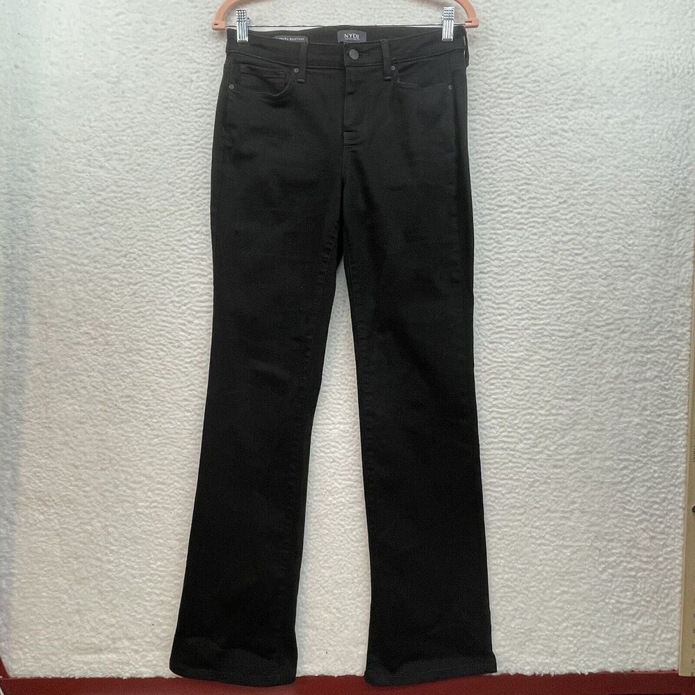 NYDJ Jeans Womens 4 Black Barbara Bootcut Lift Tuck Denim Classiccore Minimal